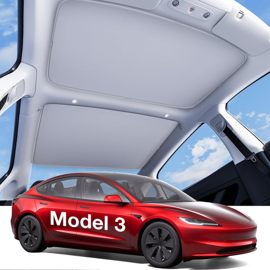 Wigoo Tesla Model 3 Sunshade Roof [Never Sag, Nano Ice-Crystal Coatings] 3-Gen Heat Insulation Glass Roof Sun Shade, Accessories for Tesla Model 3 2021~2025 Highland, Interior Gray