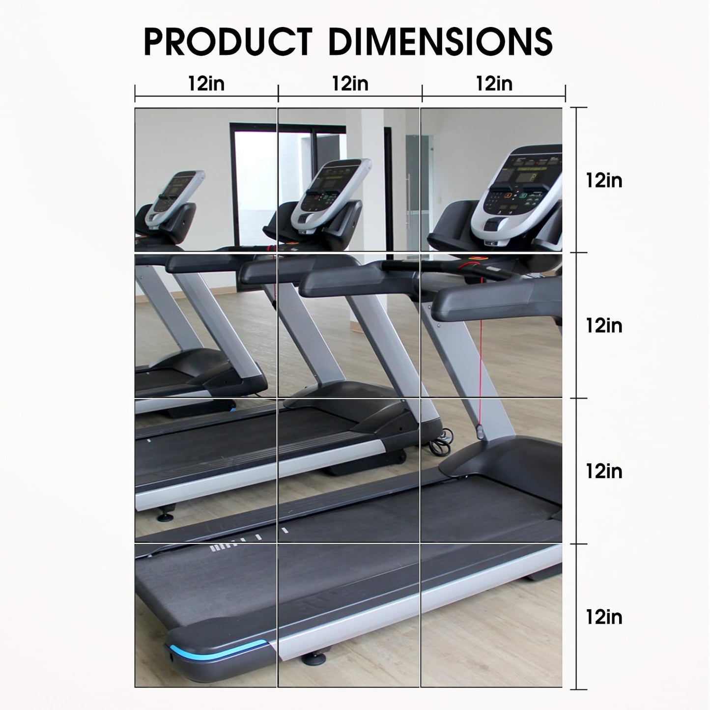 VASUHOME Home Gym Mirrors 12 Inch x 12PCS, HD Glass Wall Mounted Mirror Tiles for Home Gym, Bedroom, Living Room, Door, Closet