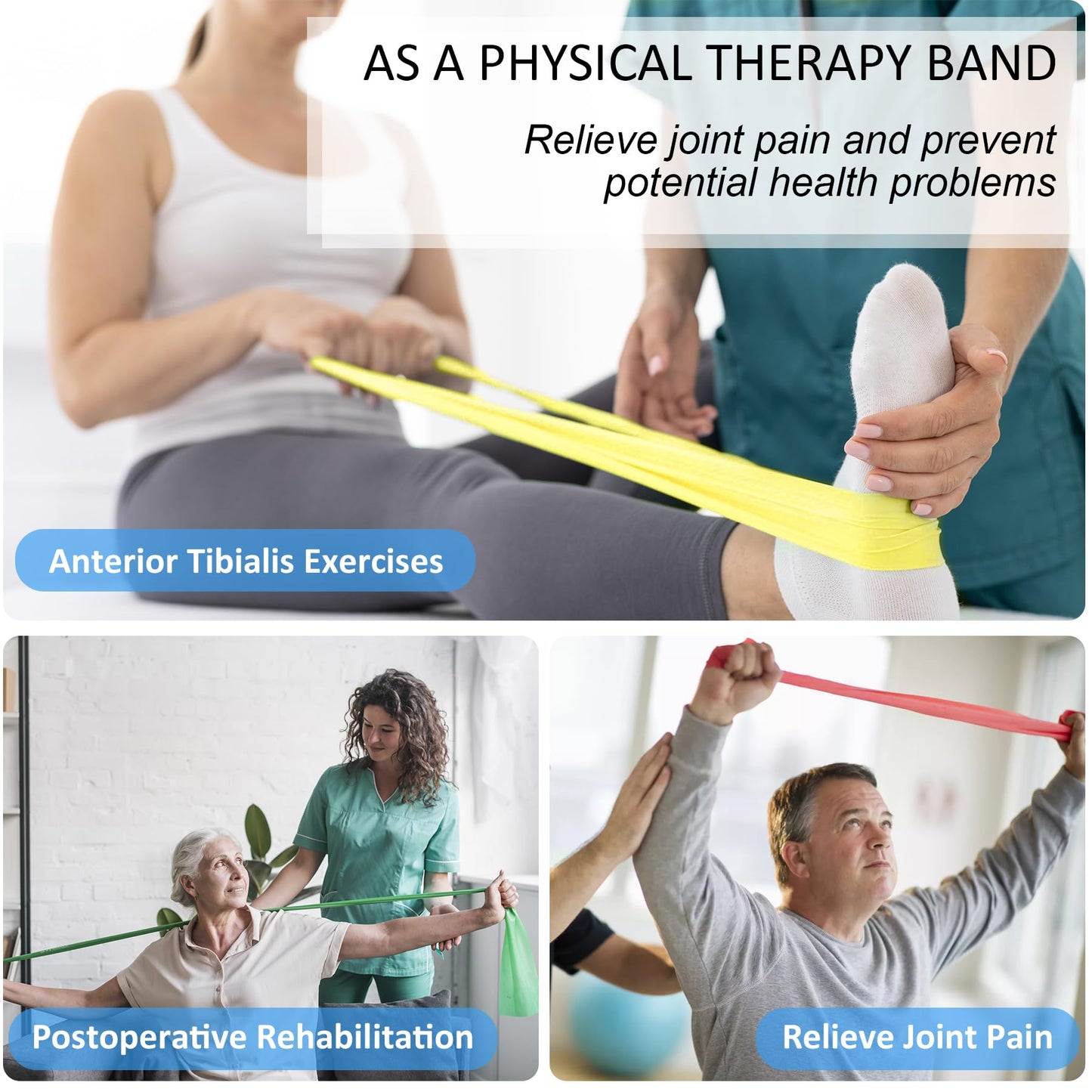 Resistance Bands for Working Out Women and Men, Physical Therapy Bands, Latex Free Elastic and Exercise Bands Set for Stretching, Suitable for Rehab, Yoga, Pilates, Gym, Home Exercise (Five Colors)