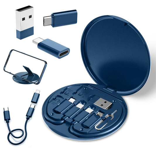 USB C Adapter, Multiple Charging Cable Case Contains OTG Adapters for USB C, USB A to USB C Male Cable, Micro USB to Micro USB, Equipped with SIM Extractor/SIM Slot/Phone Holder