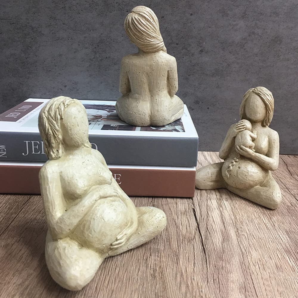 CHBDJY Pregnant Women Body Statue, Woman Postpartum Figure, Great Mother Sculpture for Home Decor, Baby Birth Process Memorial Statue, Collectible Gifts