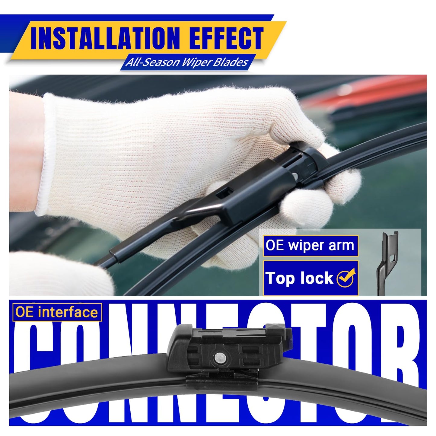 2 wipers Replacement For 2017-2023 Tesla Model 3/2020-2023 Model Y Original Equipment Replacement Wiper Blade - 26"/19" (Set of 2) Top Lock