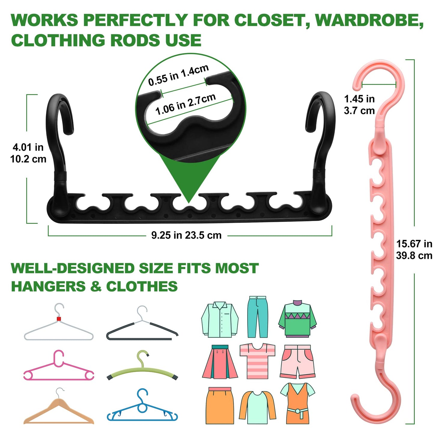 12-Pack-Closet-Organizers-and-Storage,Sturdy Organization-and-Storage-Hangers-Space-Saving for Wardrobe,Dorm-Room-Essentials for College Students Girls Smart Clothes Hanger