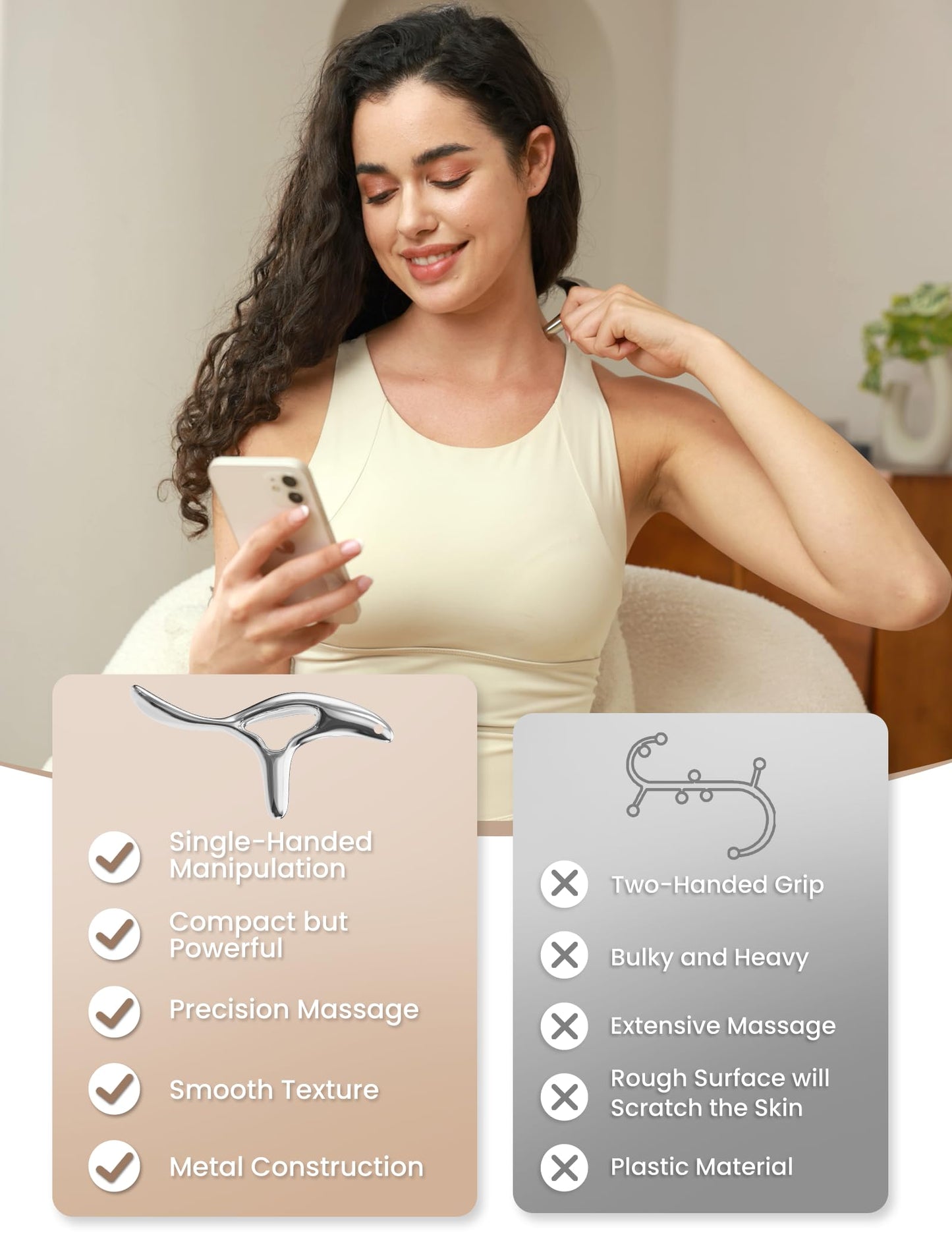 lifechill Trigger Point Massage Tool for Deep Tissue Massage & Gua Sha, Muscle Scraper Tool for Full Body Pain Relief, Thumb Saver Acupressure Tool, FSA HSA Eligible