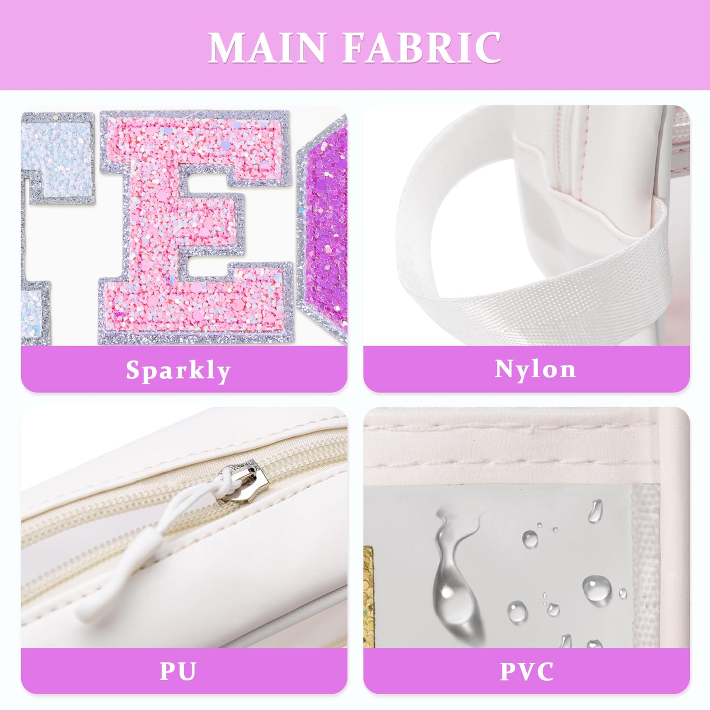 COSHAYSOO Clear Electronic Accessories Storage Bag Preppy Letter Patch Travel Pouch for Women Teens Girls, Cable Cord Charger Phone Earphone Organizer Trendy Traveling Must Have Essentials (TECH)