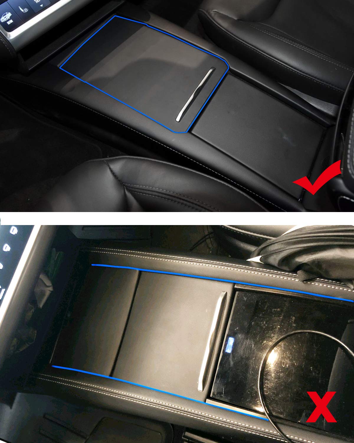 Jaronx Compatible with Tesla Model X/S Center Console Organizer, Armrest Storage Box+Cup Holder, for Tesla Model S/X Accessories 2016 2017 2018 2019 2020 2021