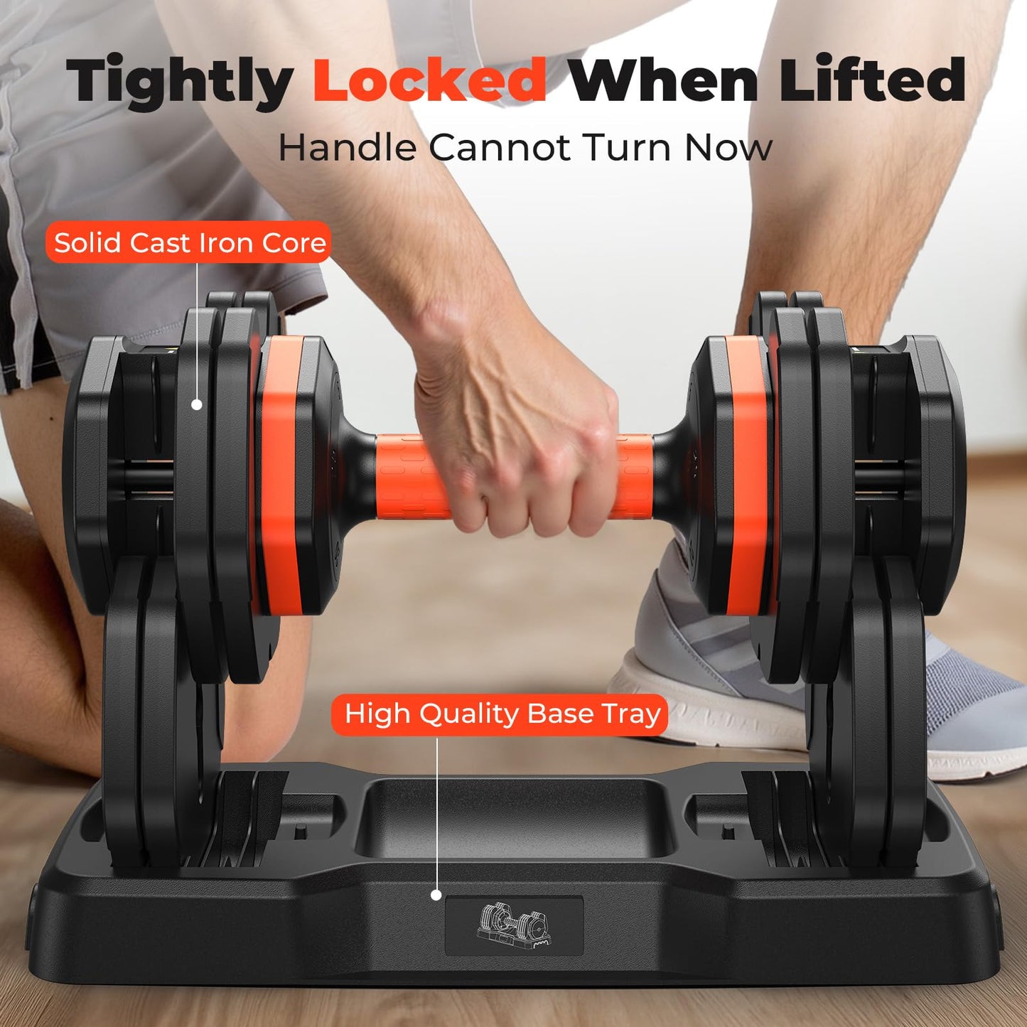 Adjustable Dumbbell Set 25LB, 5/10/15/20/25lbs, Anti-Slip Handle for Exercise Fitness Workout