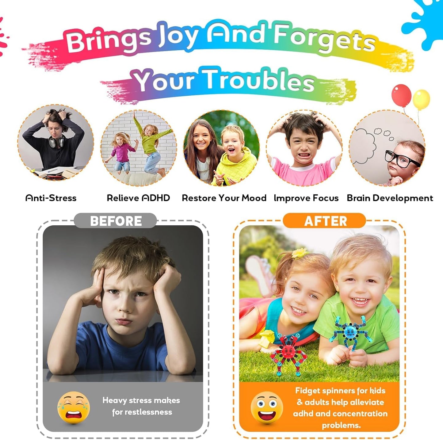 ASIOWELY Transformable Fidget Spinner Toys for Kids and Adults,4 PCS Easter Basket Stuffers Finger Sensory Toy for Teens with Autism ADHD Anxiety Relief,Birthdays Gifts for Boys Girl Travel Game