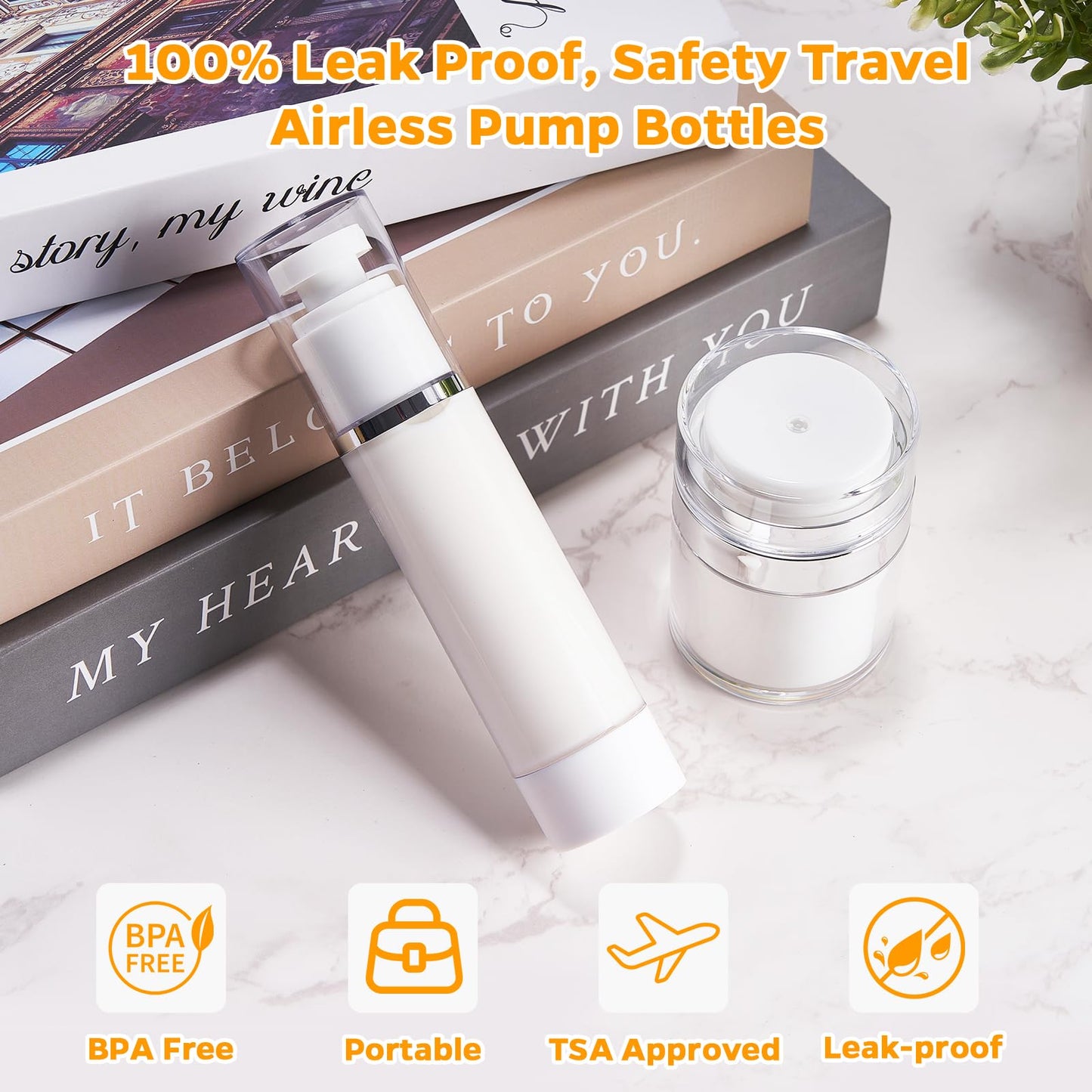 13 Pack Travel Size Containers, 1.7/1/0.5oz Clear Airless Pump Bottles, Makeup Containers, TSA Approved Skincare Empty Travel Bottles Leak Proof Refillable Jars for Toiletries, Lotion, Liquid, Cream