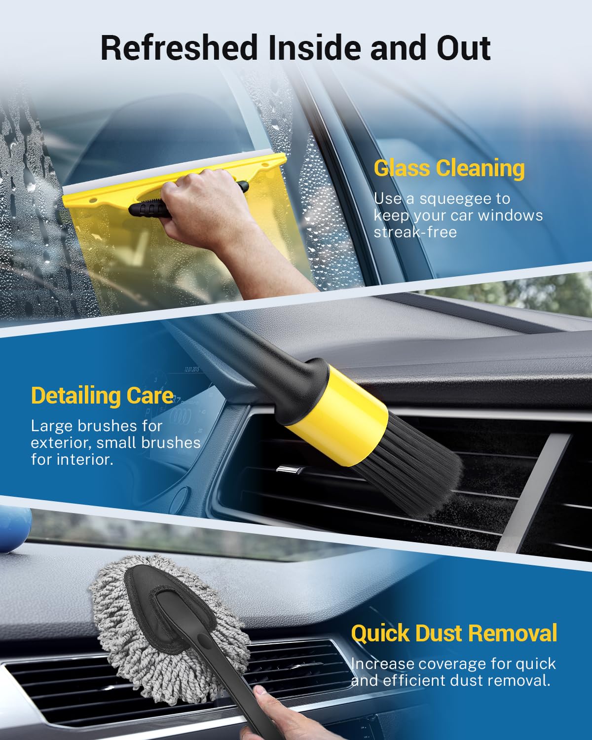 AUTOWN 30PCS Car Detailing Kits, Detailing Brush Set with Drill Brush Attachments and Portable Tool Box, Car Cleaning Kits for Interior, Exterior, Wheels, Windows