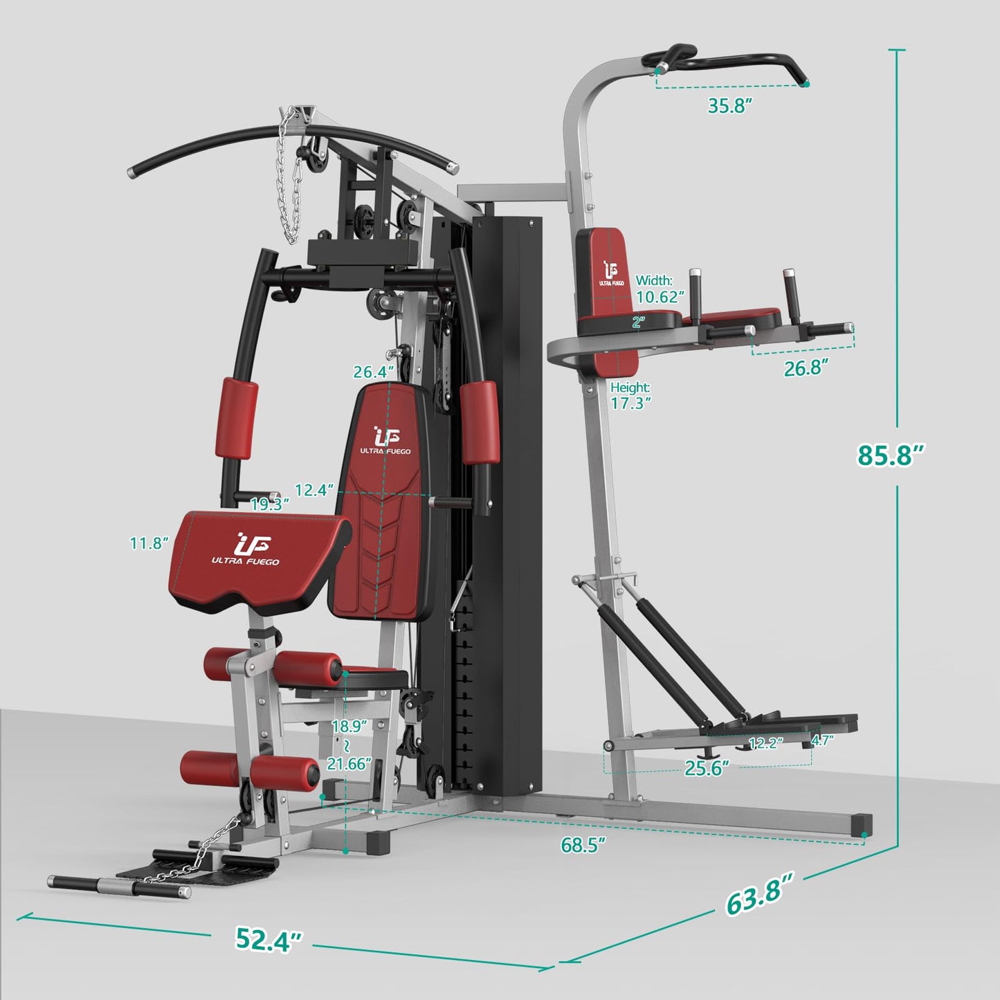 ULTRA FUEGO Multifunctional Home Gym Equipment Workout Station with Pulley System, Arm, and Leg Developer for Full Body Training