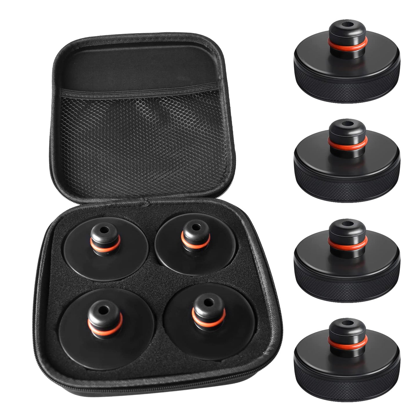 Chirano Lifting Jack Pad for Tesla Model 3/S/X/Y, 4 Pucks with Storage Case, Accessories for Tesla Vehicles 2013 to 2025, NOT Compatible with 2025 New Model Y with 4680 Battery (Texas Built)
