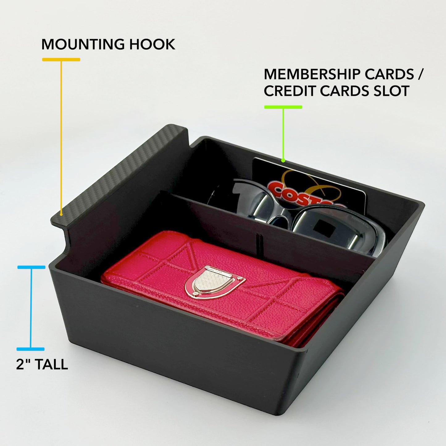TWRAPS Center Console Organizer for Tesla Model X and Tesla Model S, Carbon Fiber Detail Armrest Storage Tray, Premium Faux Leather Inserts, Accessories Fit Model S/X 2025 2024 2023 2022 2021