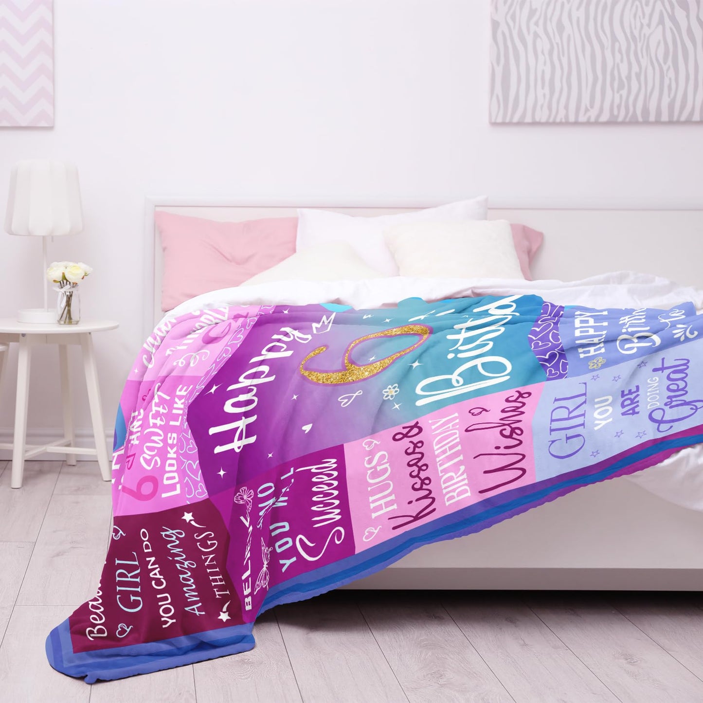 Pozevan 6 Year Old Girl Birthday Gifts Blanket, 6 Year Old Girl Gifts, Birthday Gifts for 6 Year Old Girls, 6th Birthday Decorations for Girls, Six Year Old Girl Birthday Gifts 60"X50"