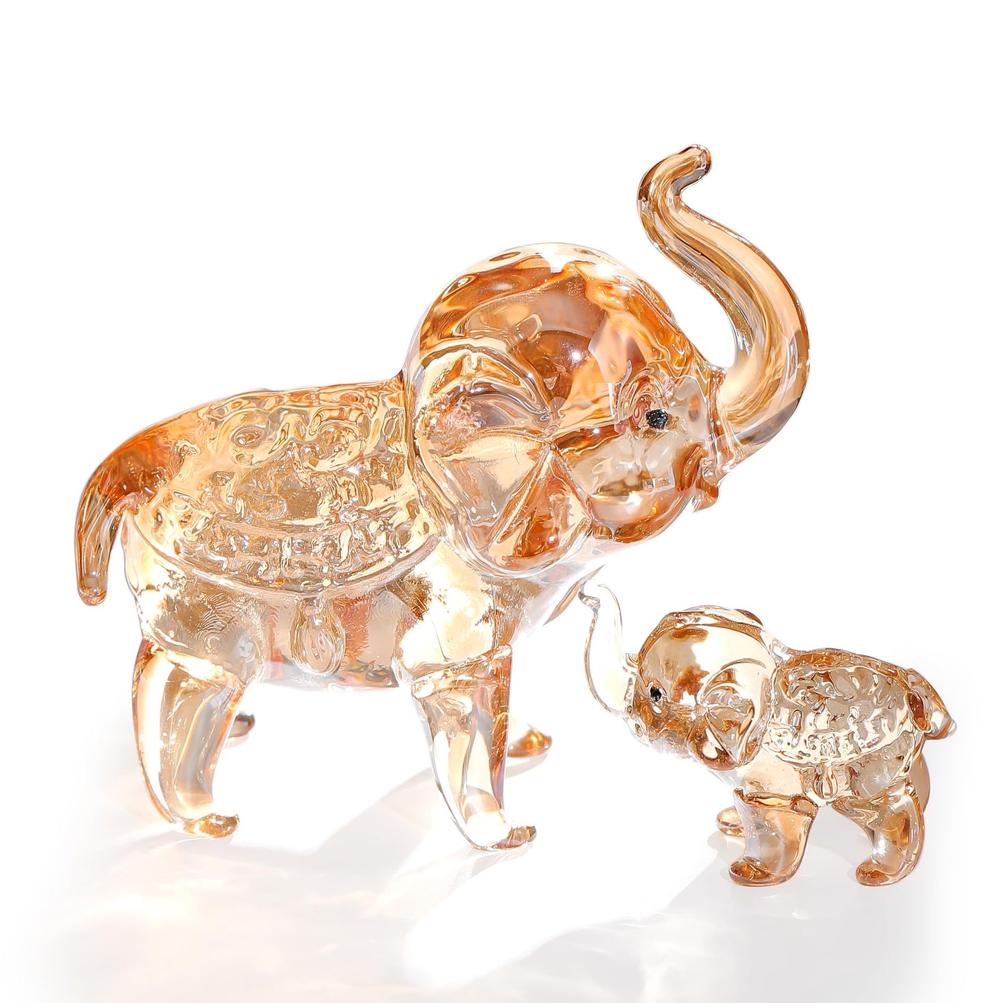 Ornalrist Crystal Elephant Gifts for Women - Handmade Gold Mother & Baby Elephant Glass Animal Collectible Figurines Birthday Gifts for Mom Wife Home Decor