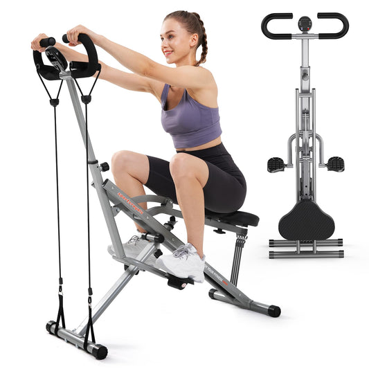 Sportsroyals Squat Machine for Home,Rodeo Core Exercise Machine,330lbs Foldable,Adjustable 4 Resistance Bands,Ride & Rowing Machine for Botty Glutes Butt Thighs,Ab Back/Leg Press Hip Thrust