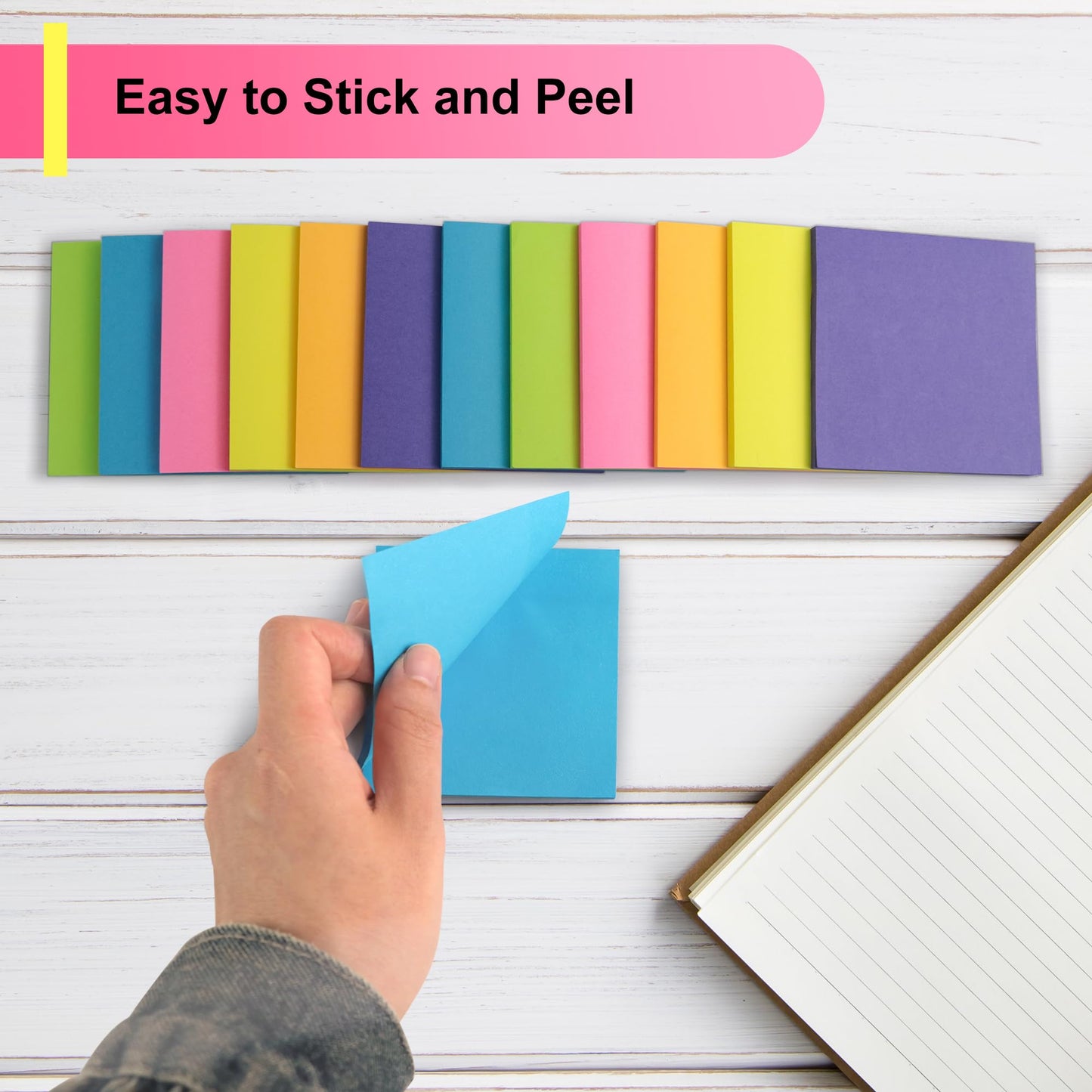 OHOME Sticky Notes - 12 Pads, 3”x3” - Colorful Self-Stick Post Notes Bulk - Office Desk Accessories | Teacher Classroom Must Haves,Aesthetic School Supplies for Home,Easter Basket Essentials
