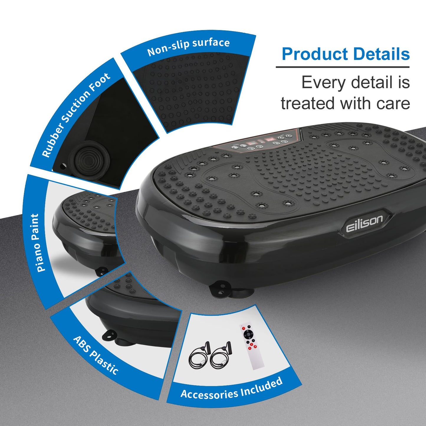 EILISON FitMax 3D XL Vibration Plate Exercise Machine - Whole Body Workout Vibration Platform w/Loop Bands - Lymphatic Drainage Machine for Weight Loss, Shaping, Wellness, Recovery