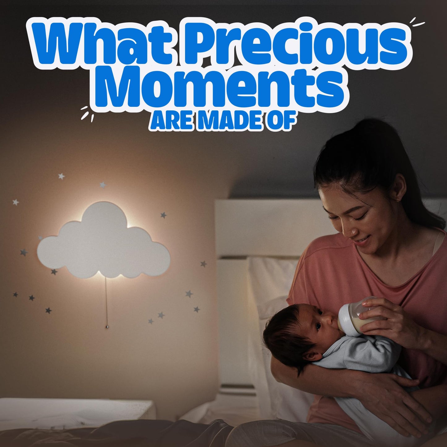 Tip perk 2 Pack Cloud Light - Floating Cloud Wall Lamp for Nursery | Cute Floating Lamp for Kids Bedroom | Battery-Operated Hanging Night Lights for Bedroom | Lamp for Baby Nursery