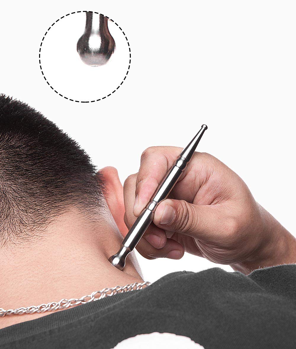 FeelFree Sport Stainless Steel Manual Acupuncture Pen-Deep Tissue Massage Tool-Trigger Point Massage Relief Pain Therapy Tools Full Body Relaxing Trigger Self-Massage Acupressure Bar (A)