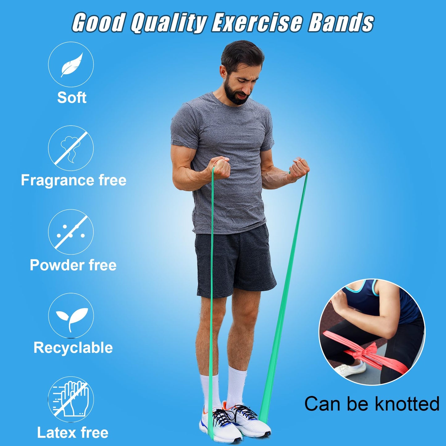 Resistance Bands for Working Out Women and Men, Physical Therapy Bands, Latex Free Elastic and Exercise Bands Set for Stretching, Suitable for Rehab, Yoga, Pilates, Gym, Home Exercise (Five Colors)
