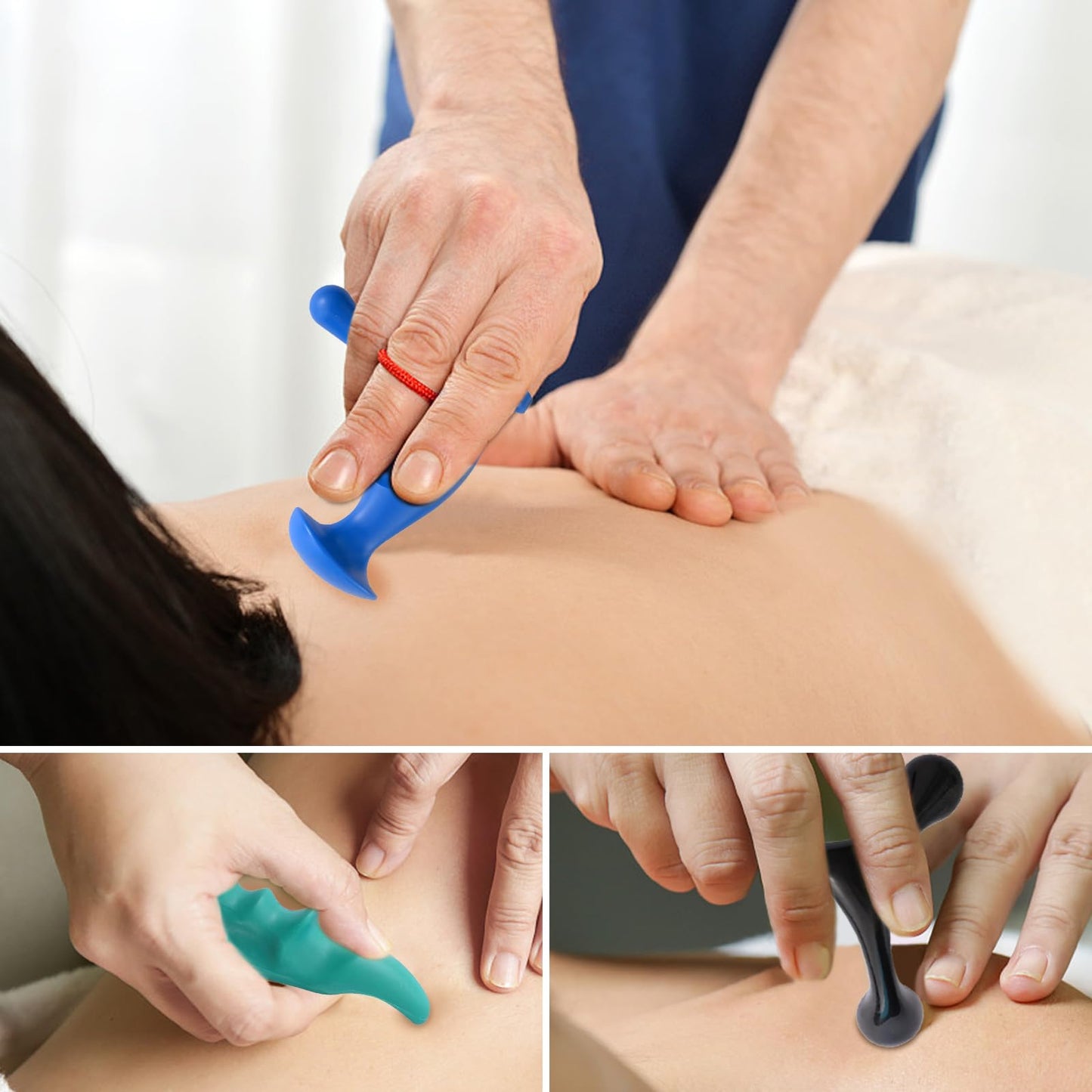 hautllaif Manual Trigger Point Massage Tool and Thumb Saver for Full Body Deep Tissue Massage, Set Include 1 Green Thumb Protector Tool 1 Palm Urchin Massage Tool Hand Held 4-Legged Massage Knobs