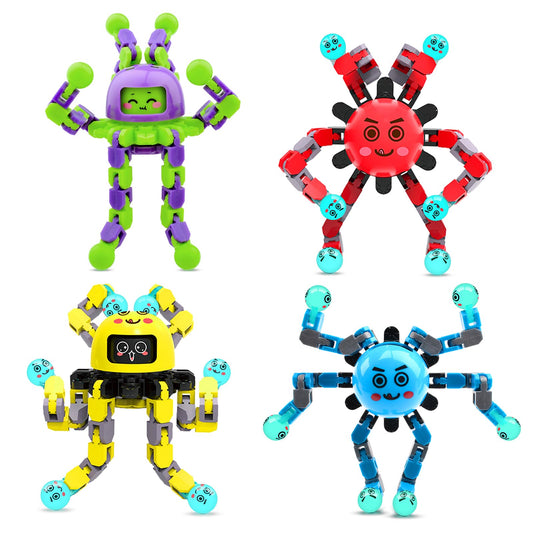 ASIOWELY Transformable Fidget Spinner Toys for Kids and Adults,4 PCS Easter Basket Stuffers Finger Sensory Toy for Teens with Autism ADHD Anxiety Relief,Birthdays Gifts for Boys Girl Travel Game