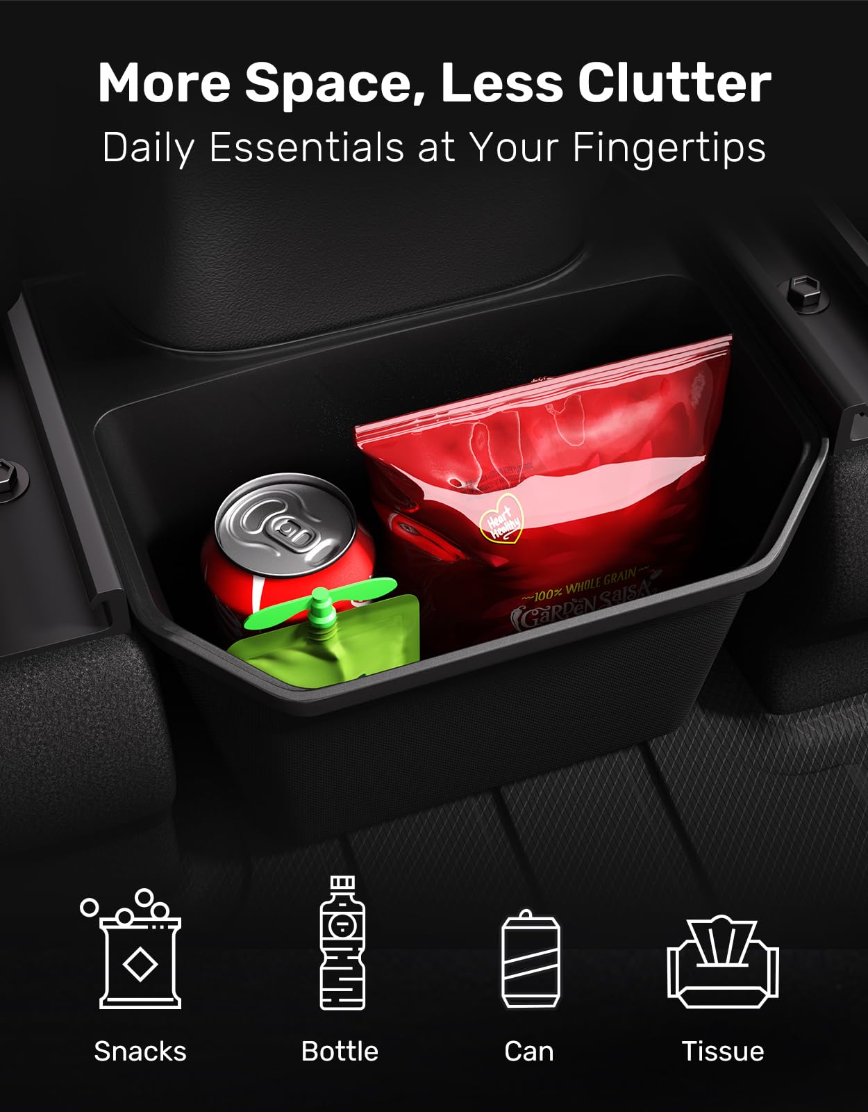 Zanch Tesla Trash Can for Model Y (2020-2025), Multi-Use & Easy to Clean, Rear Center Console Organizer, Tesla Model Y Accessories 2025 [Not fit for New Model Y Juniper] - Detachable Lid