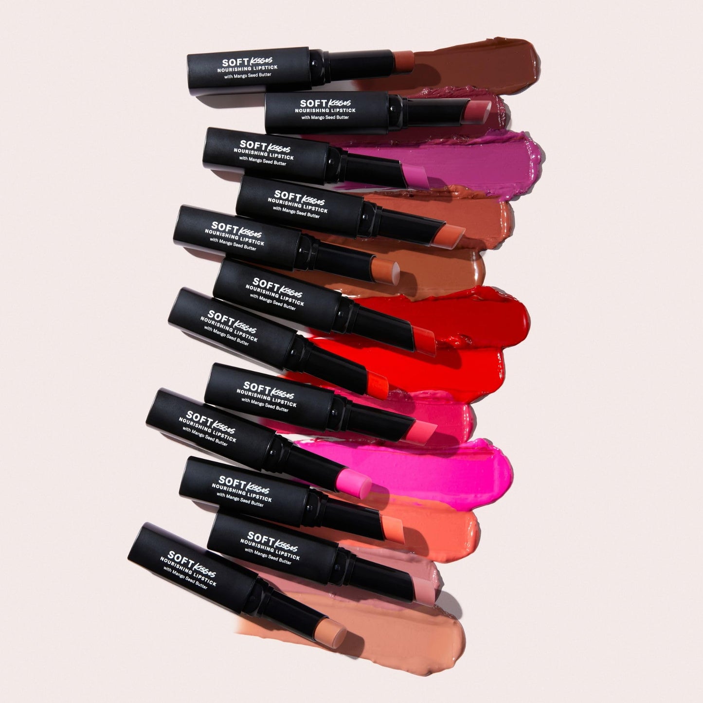 The Lip Bar Soft Kisses Nourishing Vegan Lipstick, with Moisturizing Mango Seed Butter, Satin Finish, Bare Me - Nude