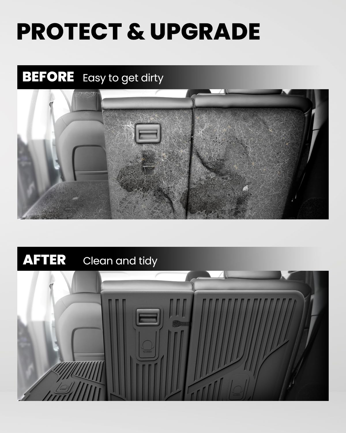 LASFIT Premium Extra Thick Rear Seat Back Covers for Tesla Model Y 2025/2024/2023/2022/2021/2020 | TPE Custom Fit Waterproof Model Y Accessories 5/7 Seater Second Row Back Seat Protector Mat Liner