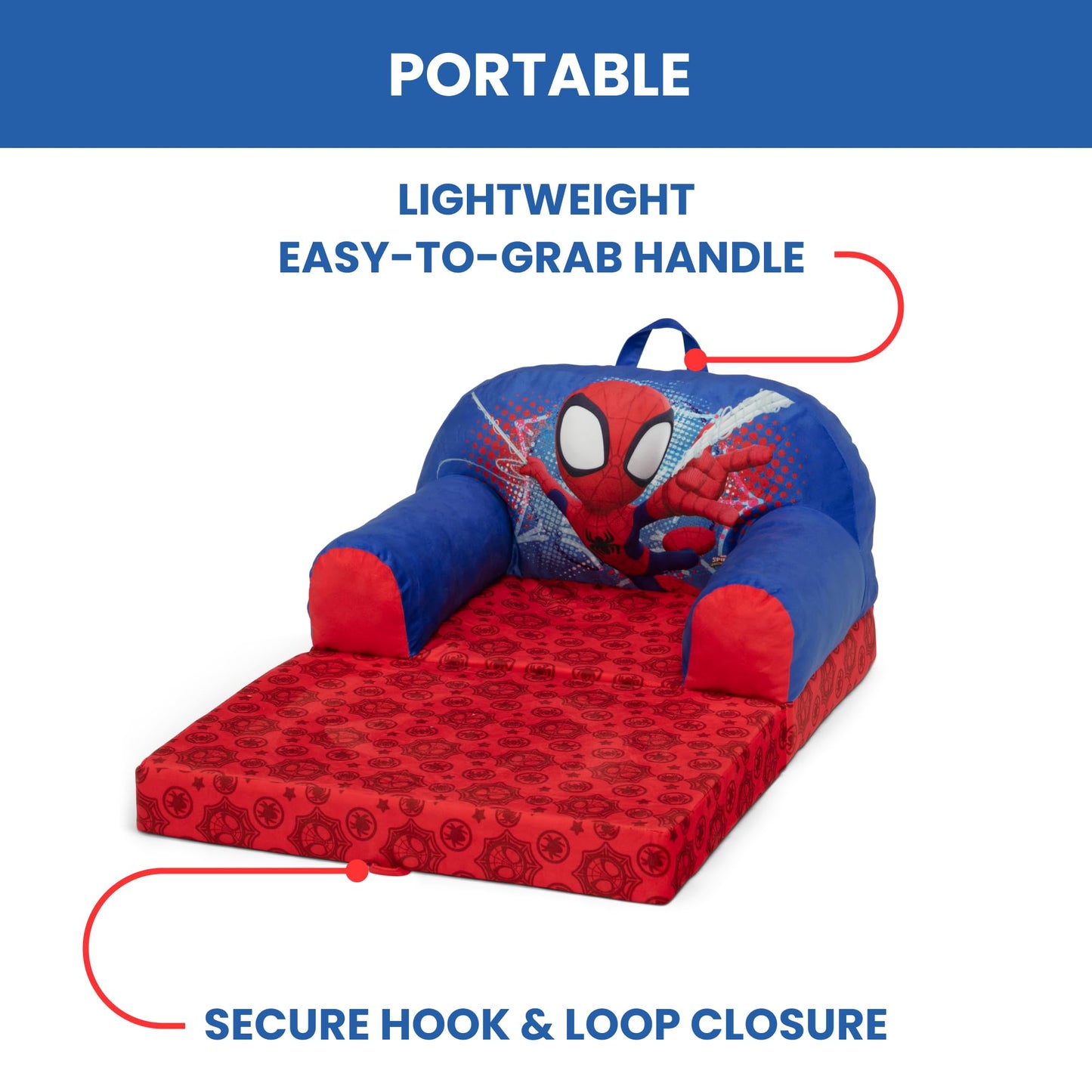Delta Children - Spidey and His Amazing Friends Cozee Buddy Flip-Out Kids Chair, Red