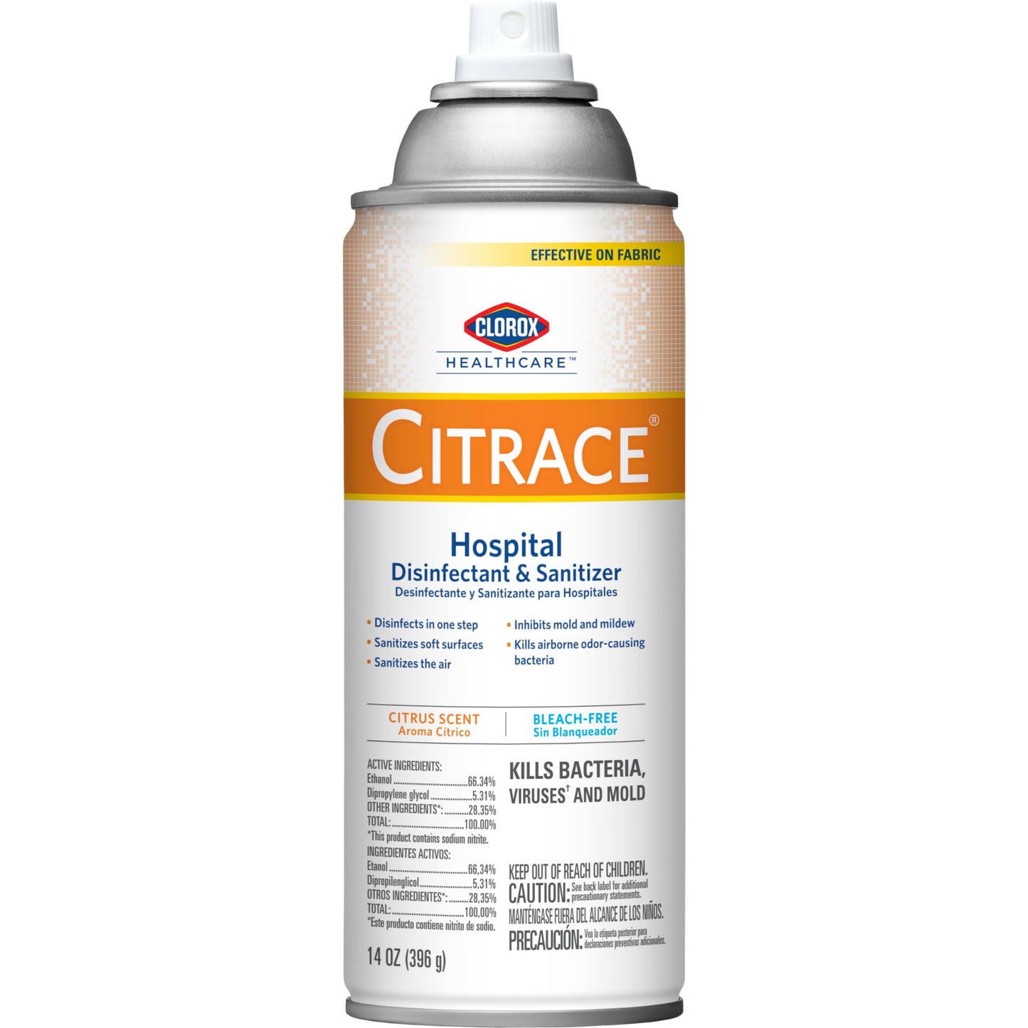 CloroxPro Healthcare Citrace Hospital Disinfectant & Sanitizer Aerosol Spray, Healthcare Cleaning and Industrial Cleaning, Clorox Disinfecting Spray, Citrus, 14 Ounces - 49100