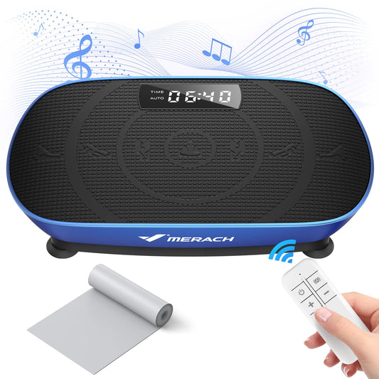 MERACH Vibration Plate Exercise Machine, Whole Body Workout Equipment for Women, Bluetooth and Silicone Pedal, Vibration Plate with Auto Mode, Vibrate Fitness Platform for Home (Blue)