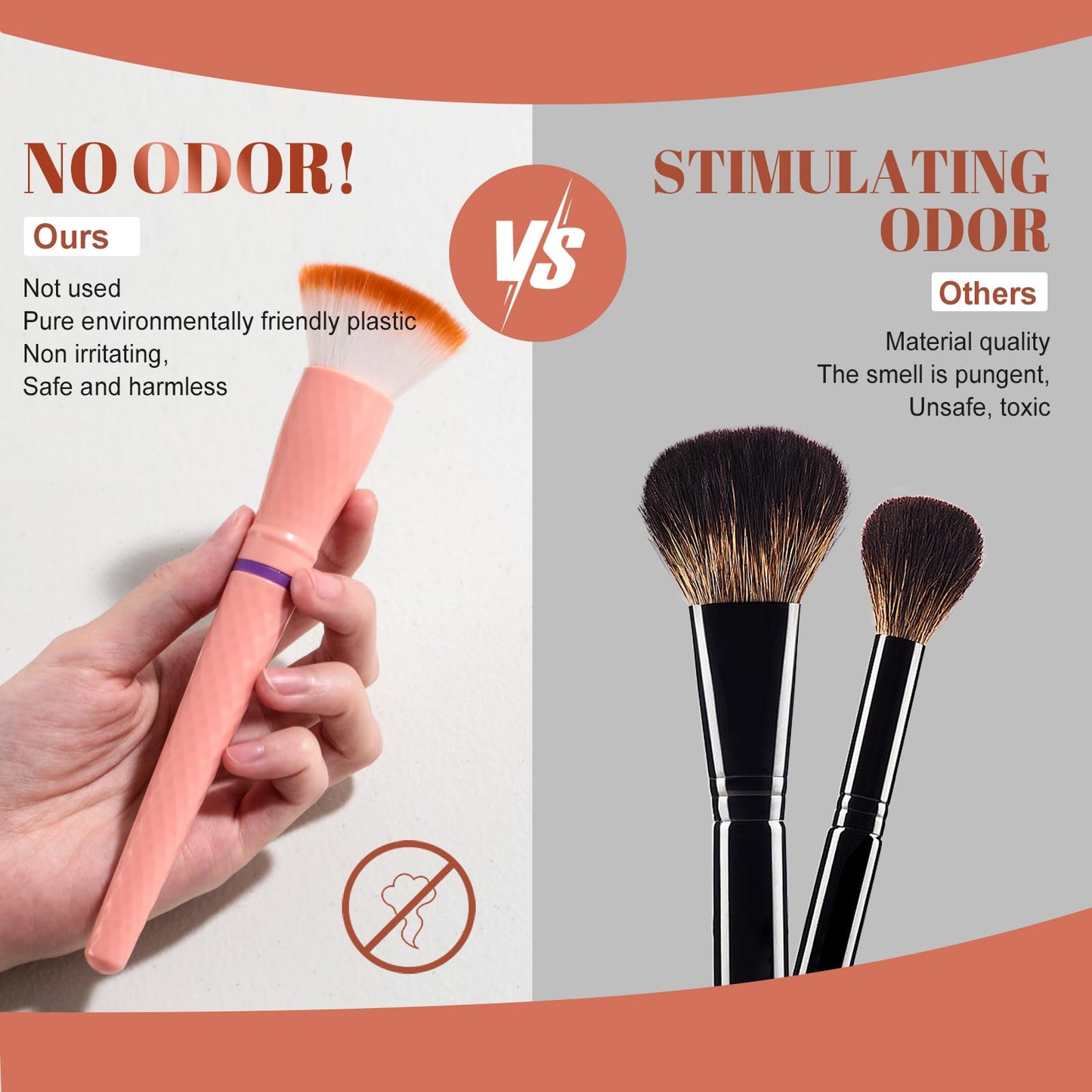 BS-MALL Travel Makeup Brushes – Professional and Durable 16-piece Set Detachable Rotating Handles, Eco-Friendly Design, Comes with Storage Barrel(Orange Travel Case)
