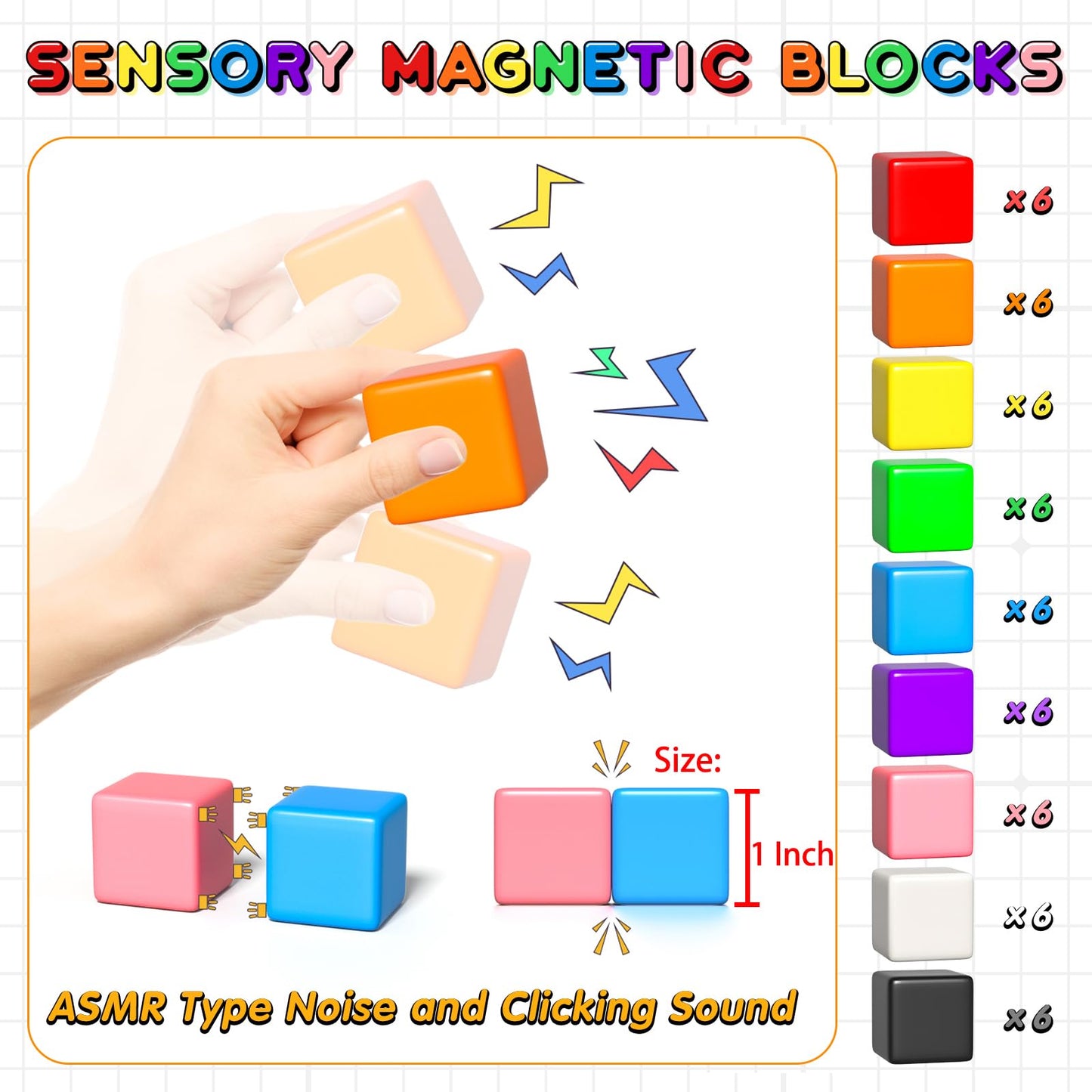 54 PCS Magnetic Blocks, Magnetic Building Blocks for Toddlers 3+, Montessori Toys, Magnet Cubes, Preschool STEM Educational Sensory Magnet Toys for Kids Ages 3-5 Year Old Boys and Girls