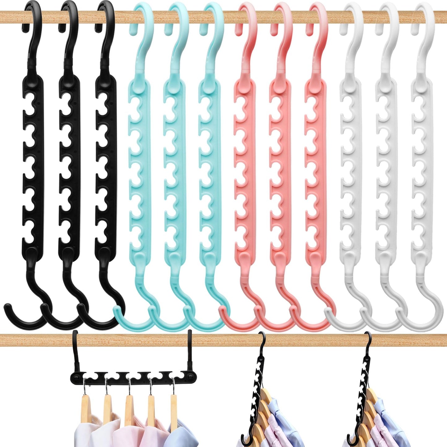 12-Pack-Closet-Organizers-and-Storage,Sturdy Organization-and-Storage-Hangers-Space-Saving for Wardrobe,Dorm-Room-Essentials for College Students Girls Smart Clothes Hanger
