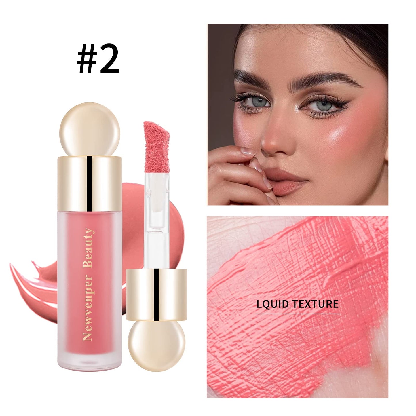 Liquid Contour,Liquid Highlighter, Liquid Blush with Face Brush Long Lasting Smooth Lightweight Smudge Proof Contour+Blush+ Highlighter
