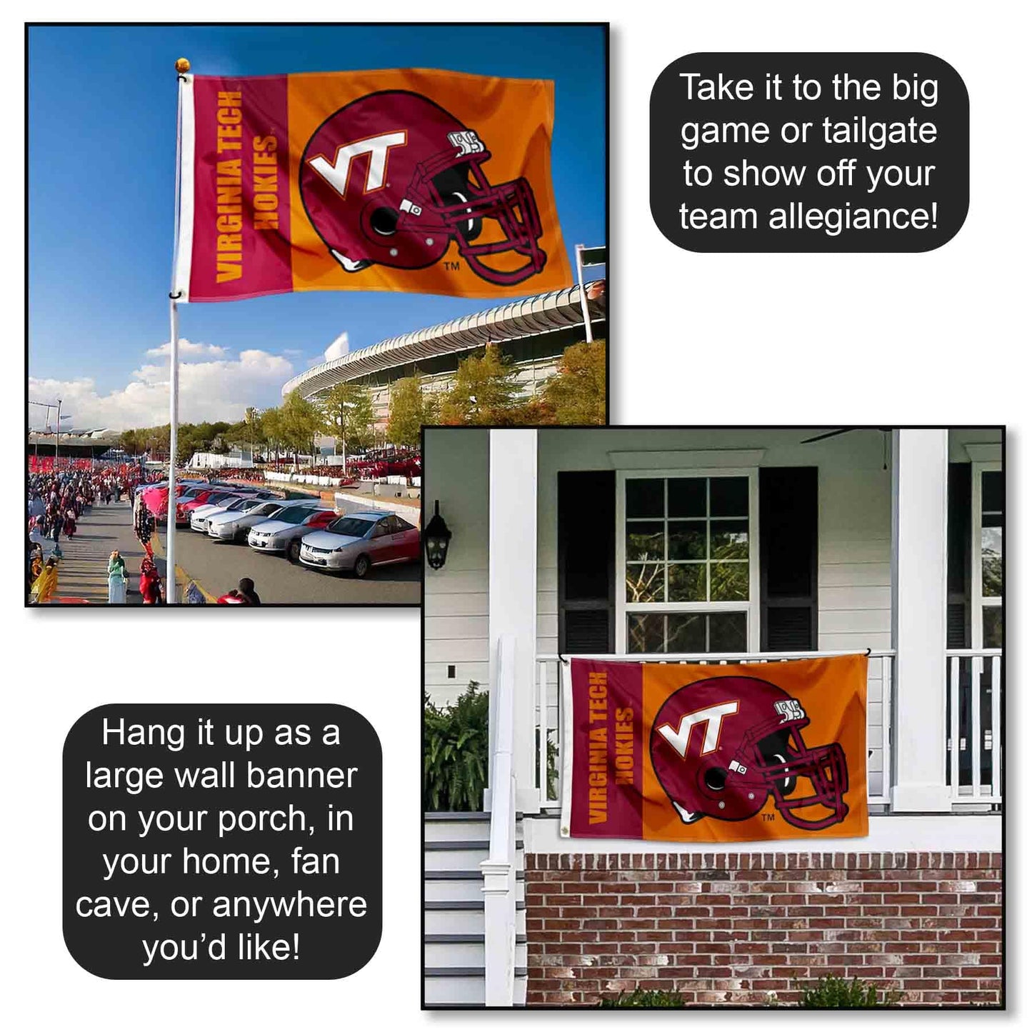 VA Tech Hokies Large Football Helmet 3x5 College Flag