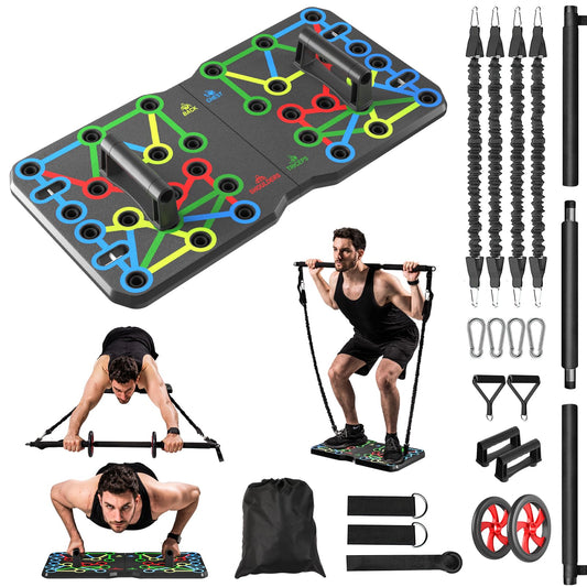AERLANG Push Up Board, Portable Multifunctional Pushup Board, Foldable 10-In-1 Push Up Bar, Floor Push-Up Handle, Strength Training Home Gym, Full Body Workout At Home For Men And Women