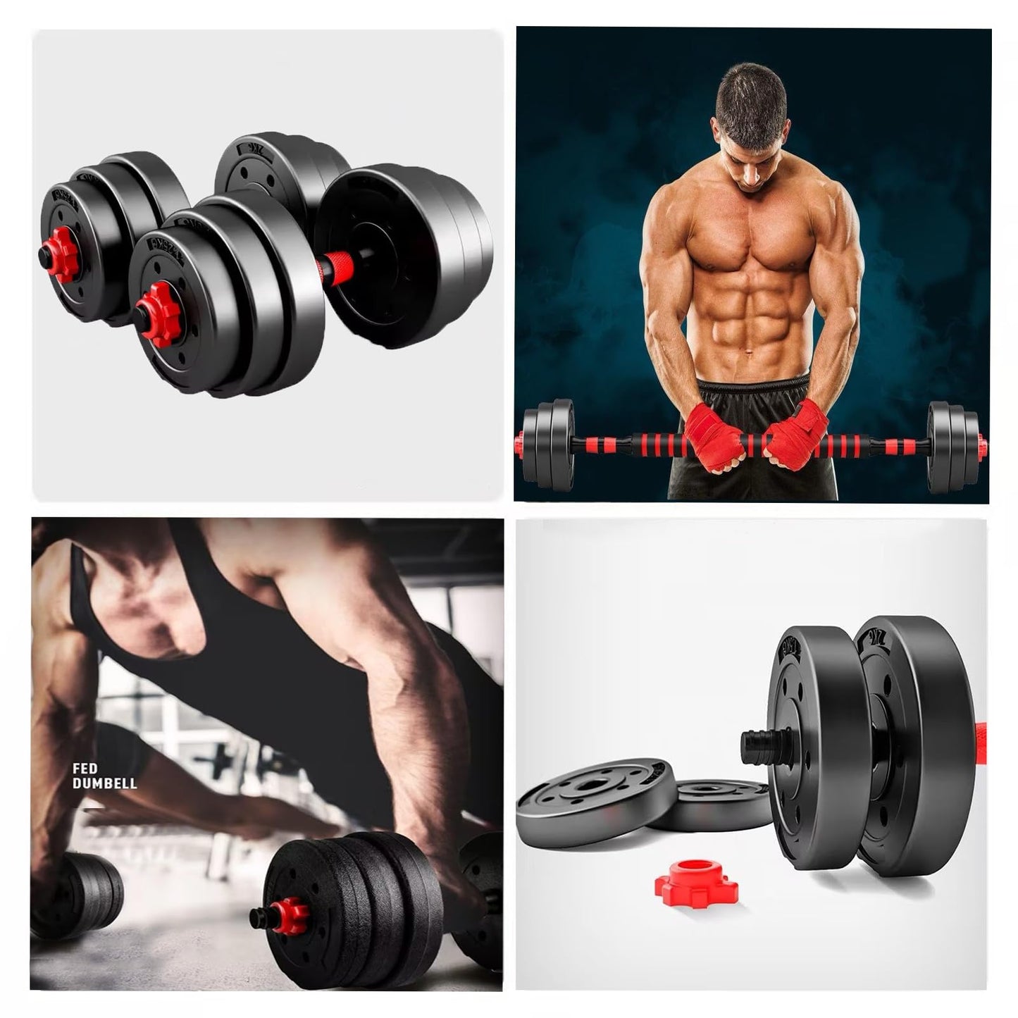 Adjustable Dumbbell Set, 5-44 lbs Free Weight Set with Connector for Barbell, Dumbbells, Push-Up Options, Fitness Exercises for Home Gym Suitable Men/Women