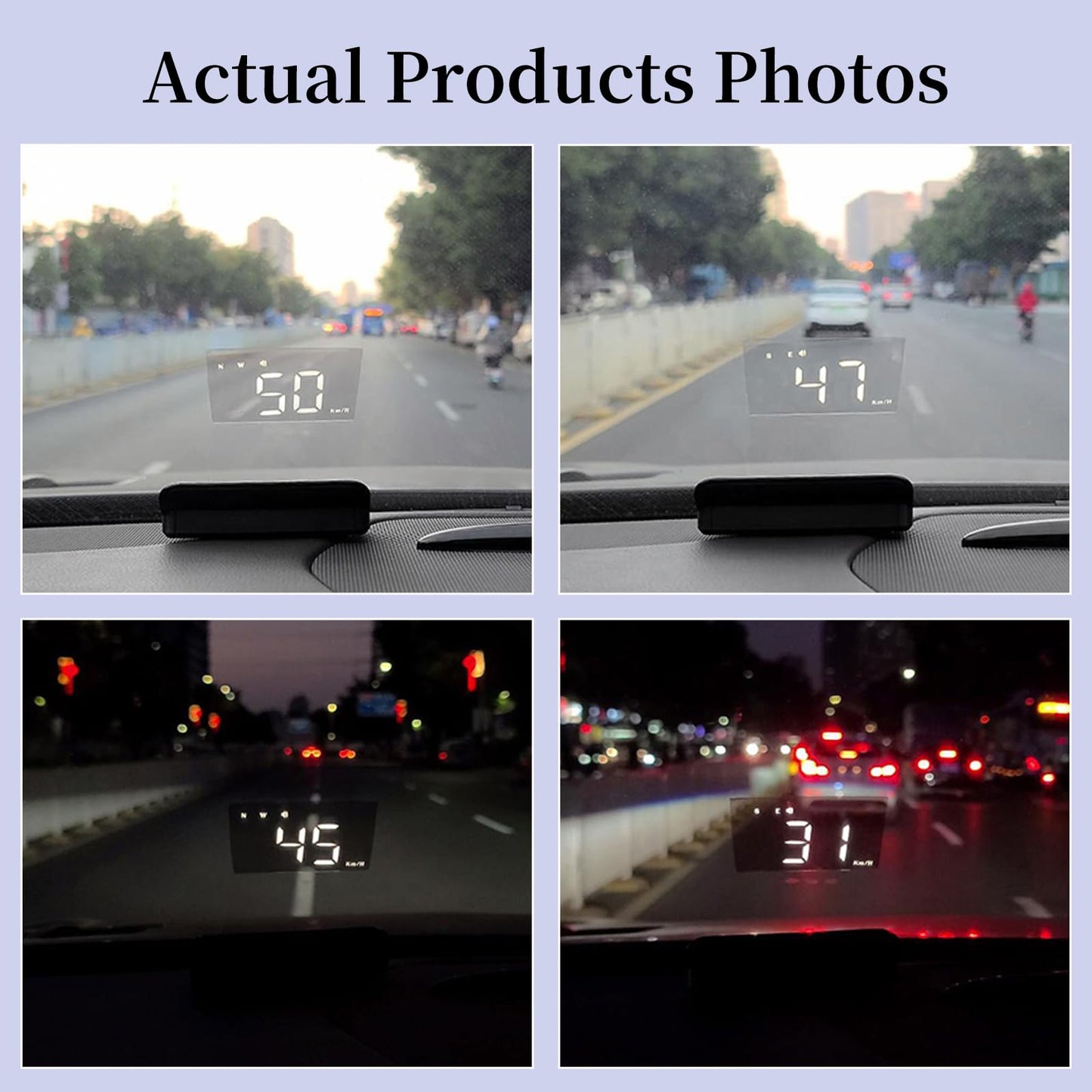 AZIJYV Car Heads Up Display, Windshield Speedometer Projector HUD M1white,Digital Speedometer for Car with Speed,Driving Direction,Overspeed Alarm,Fatigued Driving,Suitable for All Models