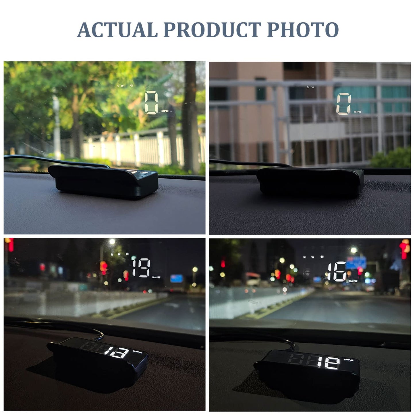 Liiiyuan M1 White Windshield Projection Heads Up Display, Digital GPS Speedometer with Speed, Travel Direction Function, and Overspeed Alarm, Fatigue Driving Alarm， Suitable for All Vehicles