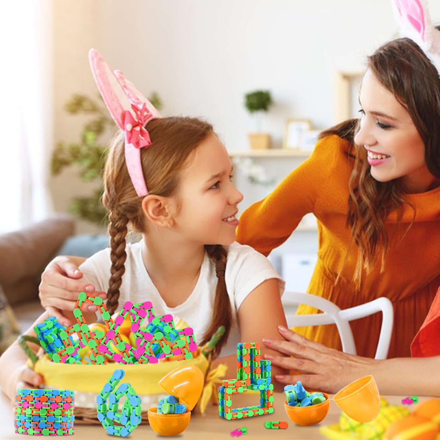 8Pcs Easter Basket Stuffers Fidgets Wacky Tracks Fidget Toys for Kids Classroom Students Gifts School Prizes Sensory Autism Snap Click Snake Adults Stress Relief
