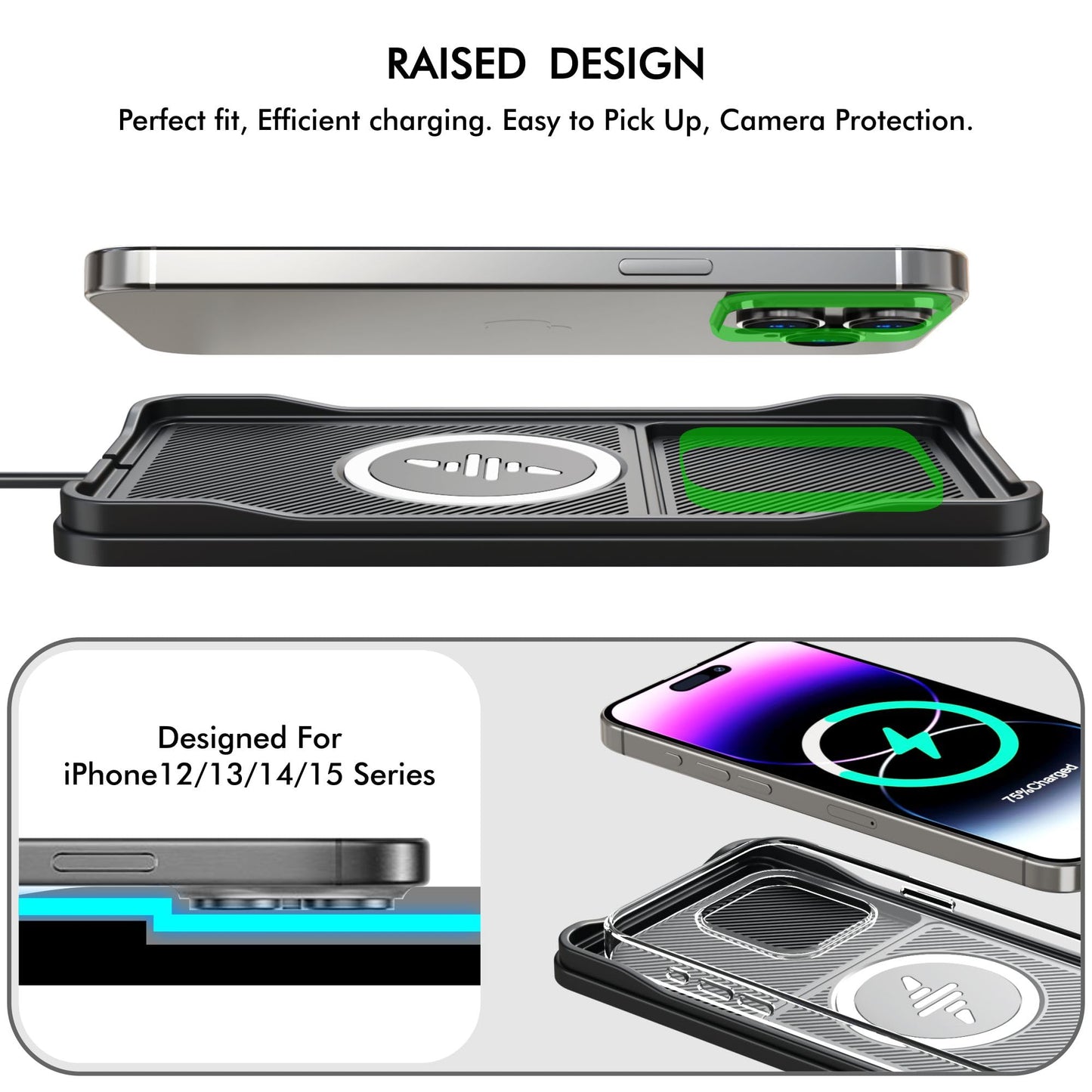 Wireless Car Charger, LANSEMKU Car Wireless Chargers Charging pad Non Slip 15w Fast Charger for Car Wireless Phone Charger for iPhone 16/15/14/13/12 Pro Max,Samsung S23 S22 S20 for Android, 30cm Cable