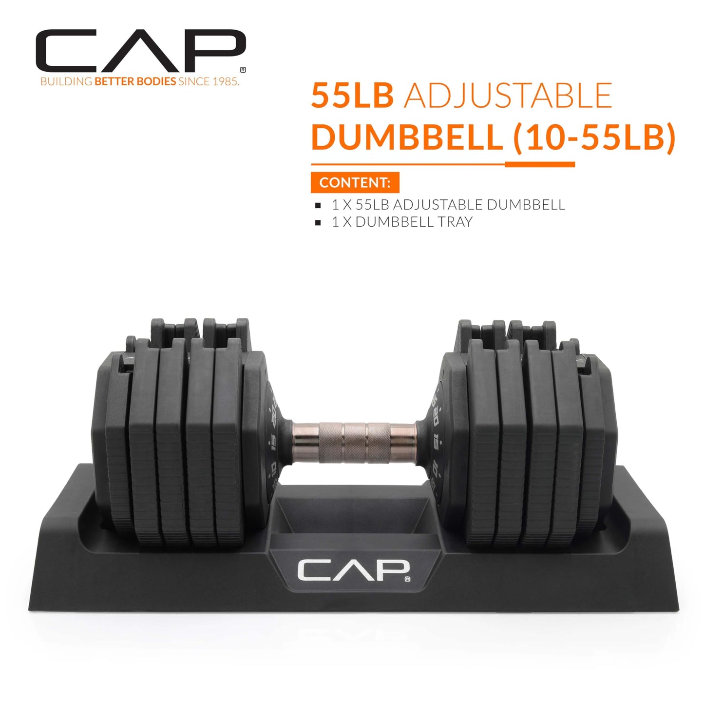 CAP Barbell 55 lb Single Adjustable Dumbbell with Full Rotation Copper Handle