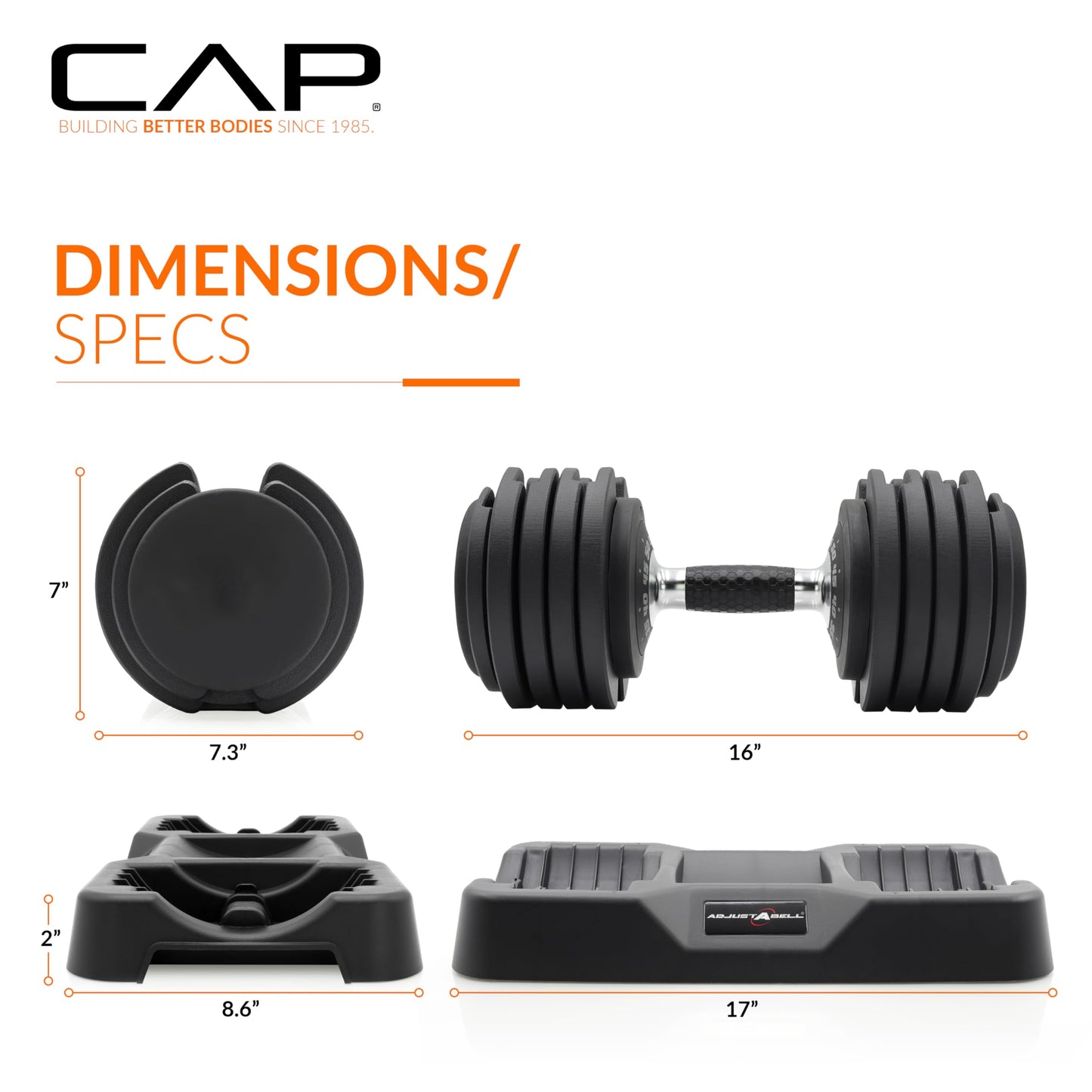 CAP Barbell ADJUSTABELL® 25 lb Pair of Adjustable Dumbbells with Contoured Full Rotation Handle, Honeycomb Chrome and Black Handle