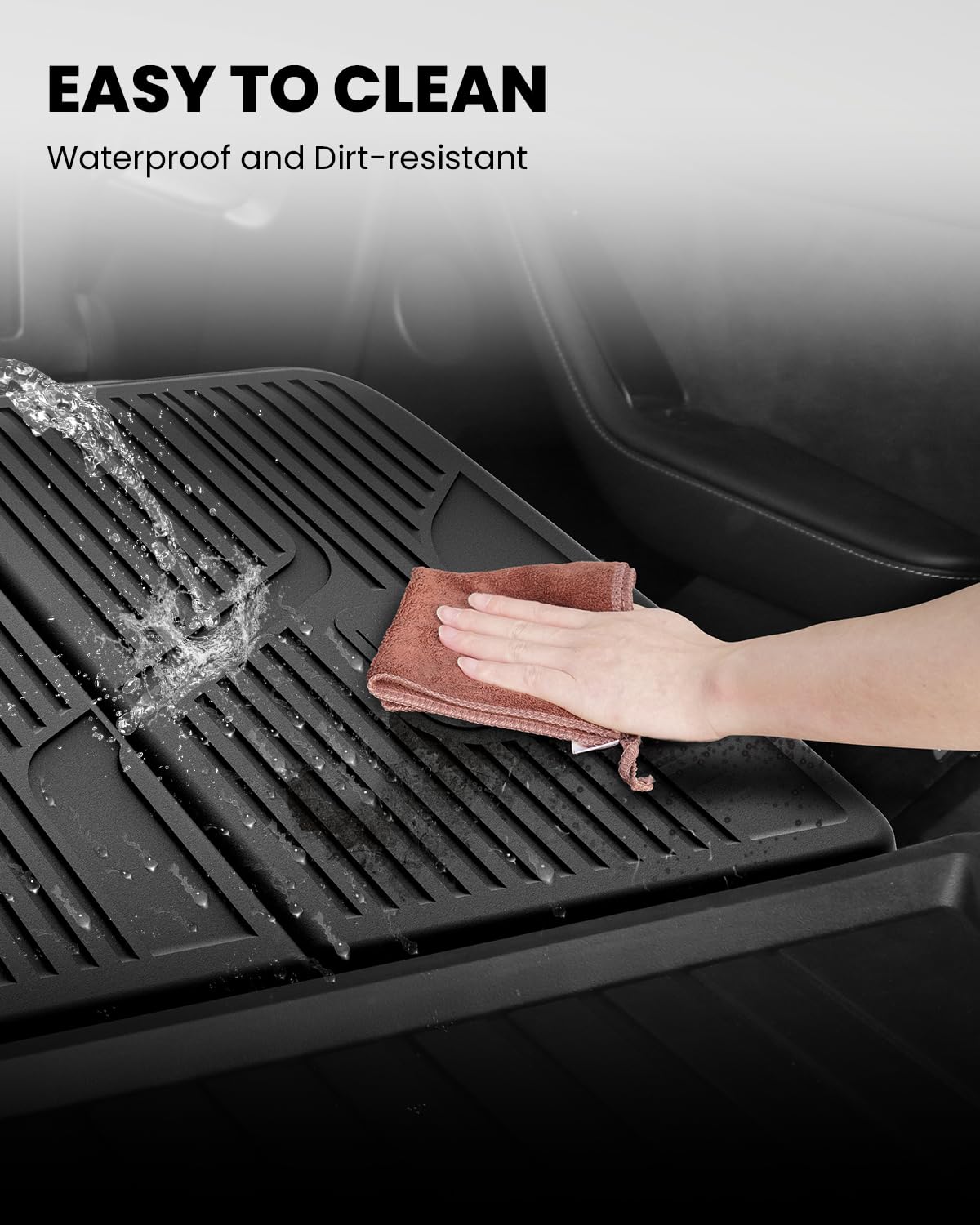 LASFIT Premium Extra Thick Rear Seat Back Covers for Tesla Model Y 2025/2024/2023/2022/2021/2020 | TPE Custom Fit Waterproof Model Y Accessories 5/7 Seater Second Row Back Seat Protector Mat Liner
