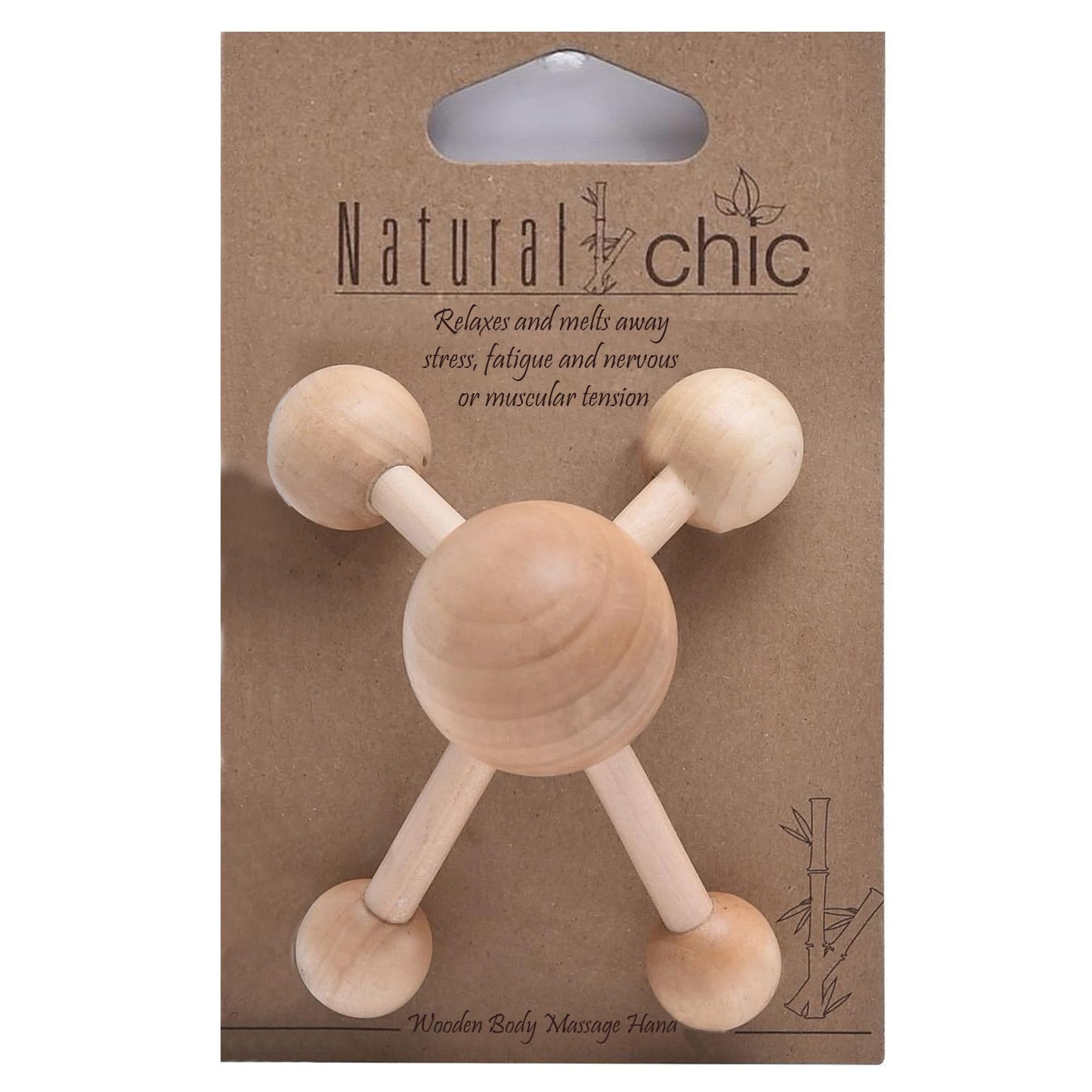Natural Wood Handheld Massager - Relaxing Muscle Relief, Revitalizing Scrubbing Roller - Soothing Back & Body Therapy Tool - Bodycare Hand Spider - Mr Happy Wooden Ball Massager