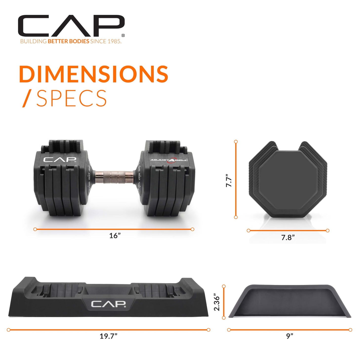 CAP Barbell 55 lb Single Adjustable Dumbbell with Full Rotation Copper Handle