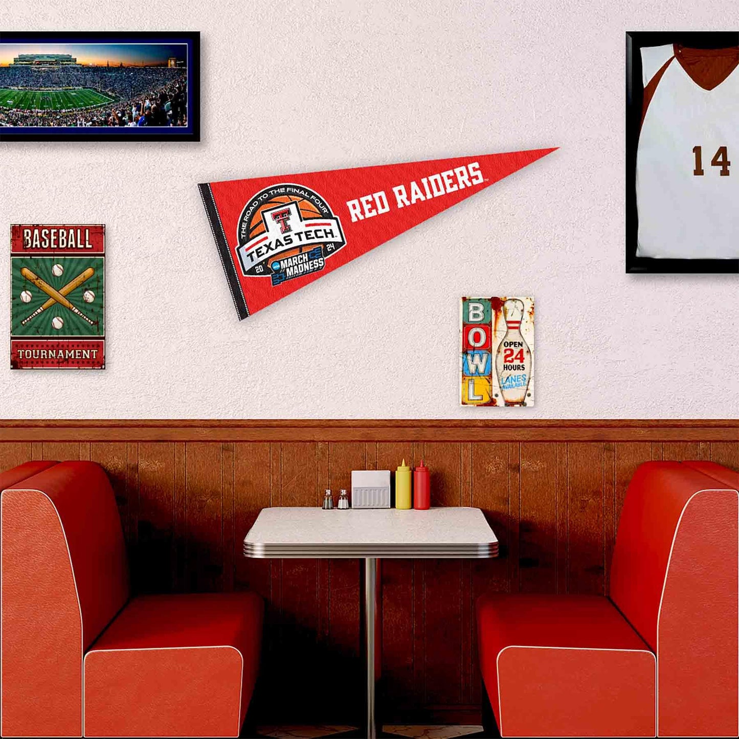 Texas Tech University 2024 March Basketball Madness Pennant Banner Flag